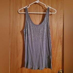 Sequined Gray Sleeveless Women's Tank Top